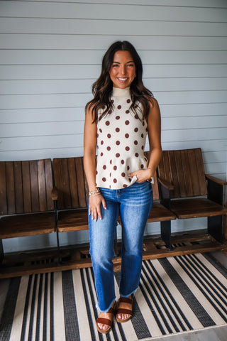 Polka Dot Social Peplum Top • Latte