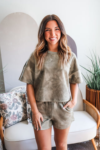 Fall Frenzy 25 • Olive Quilted Short Set - FINAL SALE