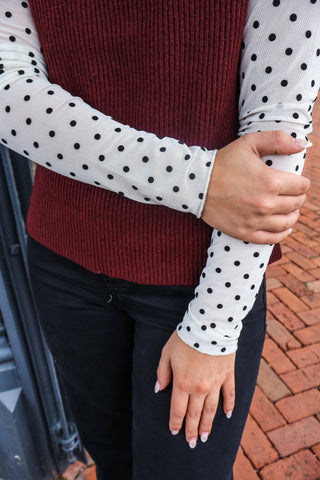 Sweetly Dotted Mesh Top • Cream