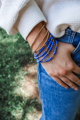 School Spirit Beaded Bracelet • Blue
