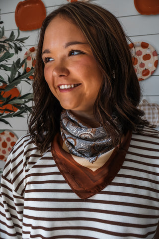 Boots & Bonfires Silk Scarf • Brown
