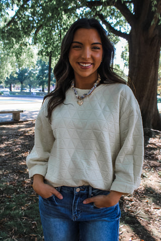 Out In The Country Quilted Top • Cream - FINAL SALE