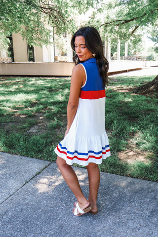 Red, White & Blue Pocket Dress