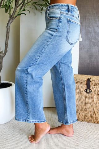 Milena Embroidered Wide Leg • Light Wash