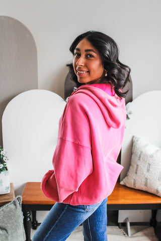 Steady State Half Zip Hoodie • Hot Pink