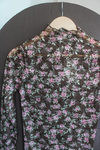 Lovely In Lace Mesh Top • Mauve Floral
