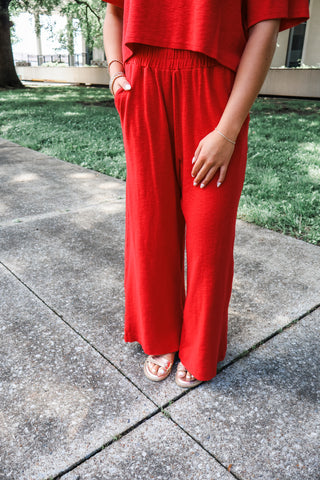 Relaxing Retreat Pant Set • Red