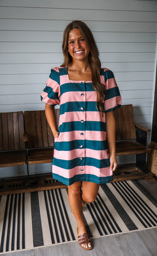 Soirée Season Striped Mini • Pink/Teal