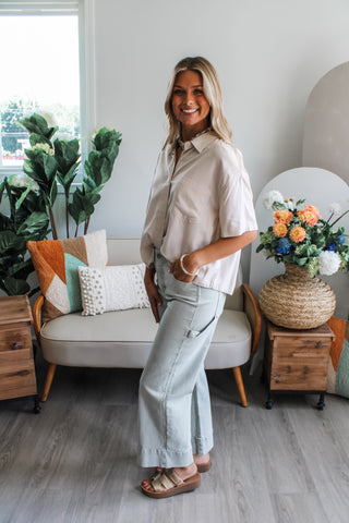 Easy Living Linen Top • Beige - FINAL SALE