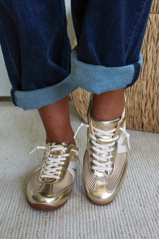 Mavis Mesh Panel Sneaker • Gold