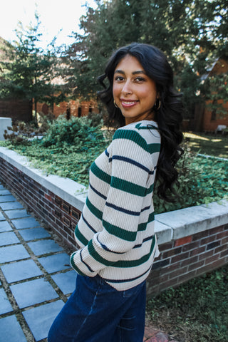 Cabin Fever Striped Sweater • Green - FINAL SALE