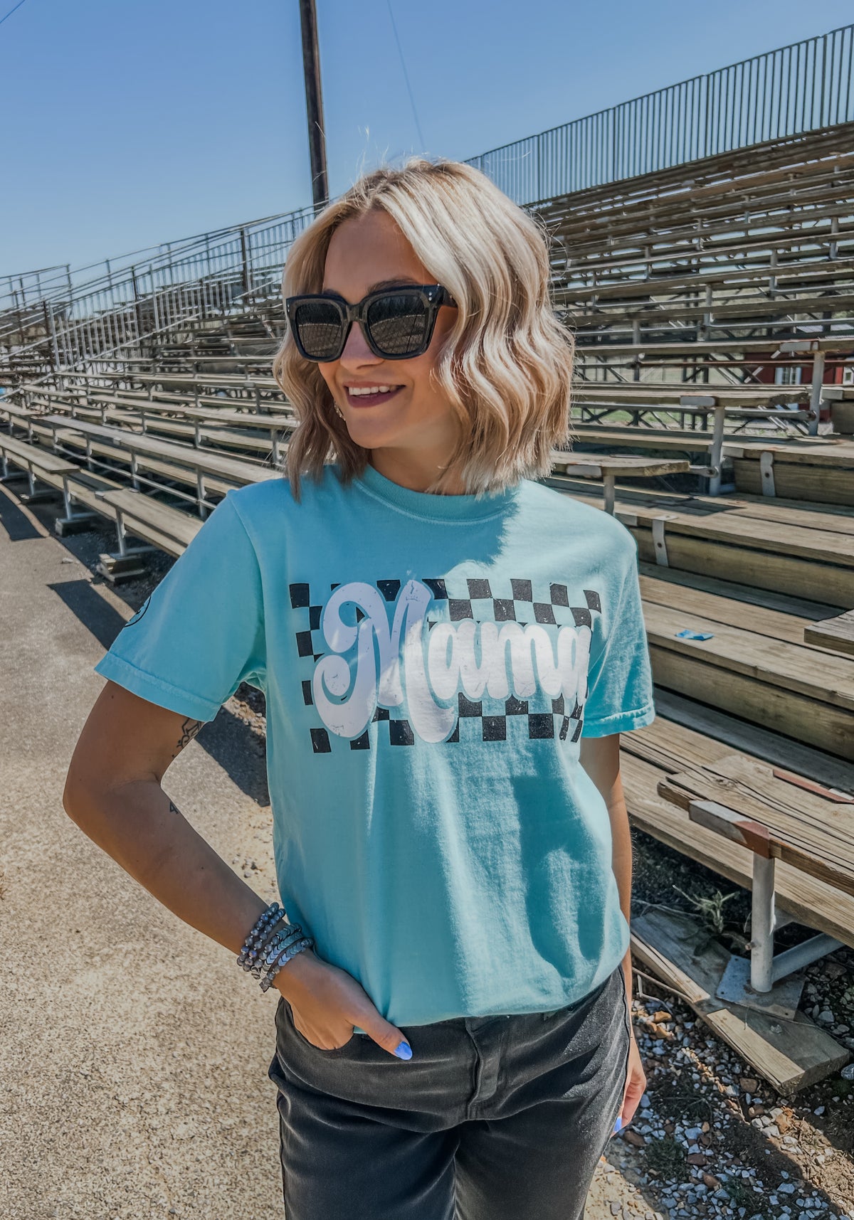 Off To The Races Mama Graphic Tee • Seafoam