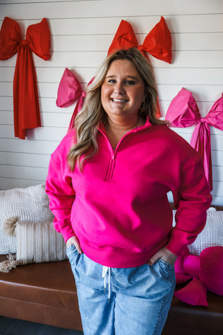 Refresh & Reset Half Zip • Hot Pink - PLUS
