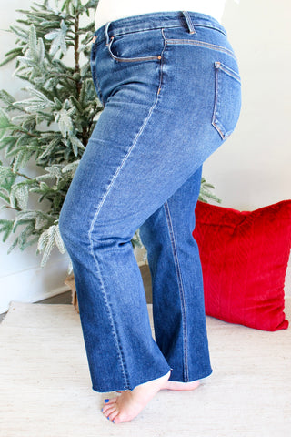 Clara Stretch Waist Straight | Tummy Control • Dark Wash - PLUS