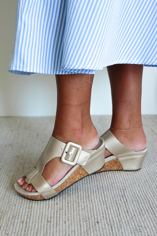 Beatrice Buckle Strap Sandal • Gold