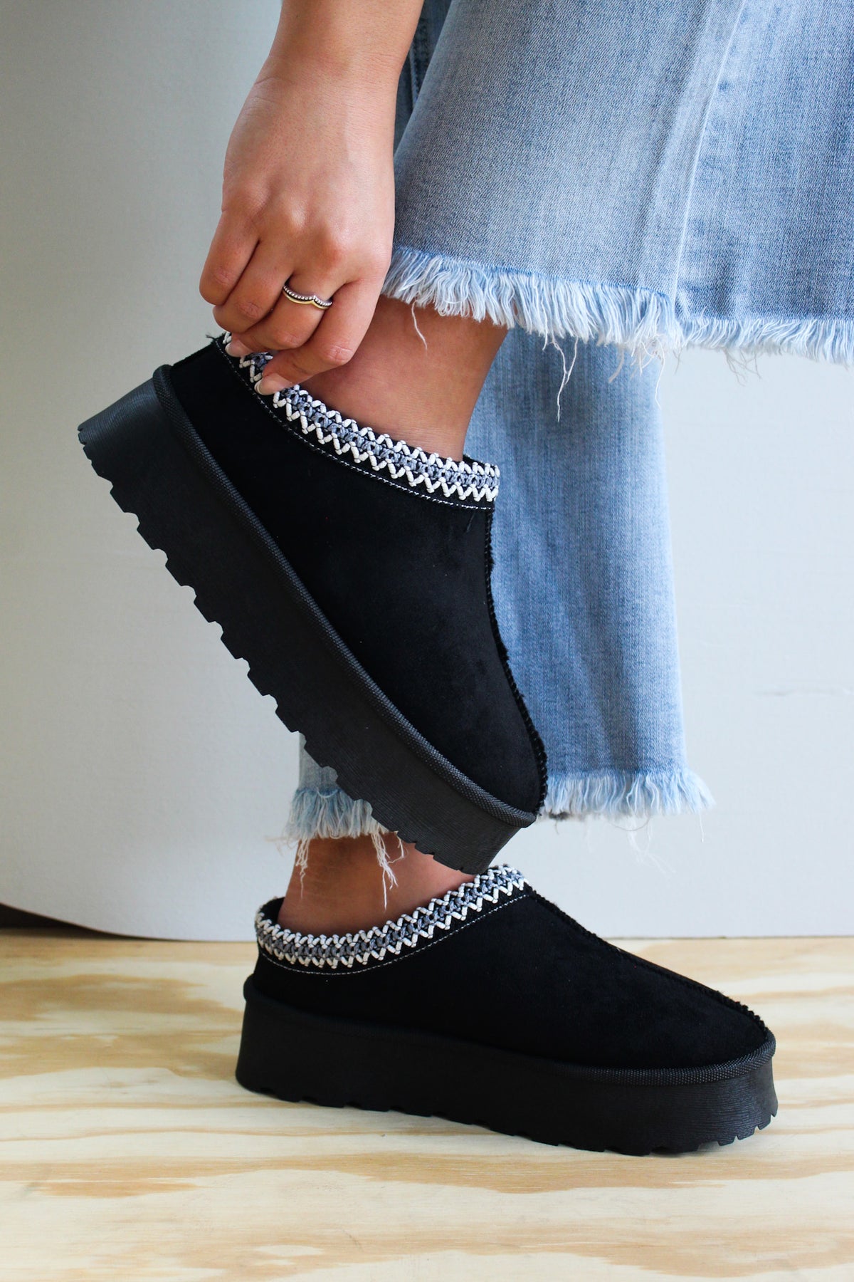 Cozy Cheer Platform Slip-On • Black