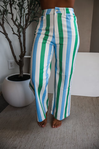 Paloma Striped Denim Pants • Blue/Green