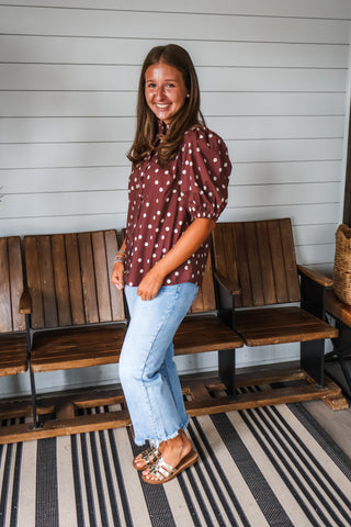 Pixie Polka Dot Top • Merlot