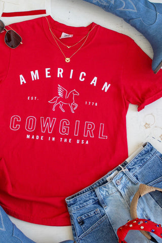 American Cowgirl Graphic Tee • Red