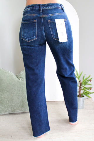Christina Mid Rise Straight • Dark Wash