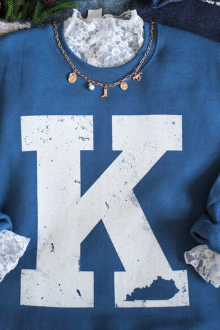 K Is For Kentucky Graphic Sweatshirt • Slate Blue
