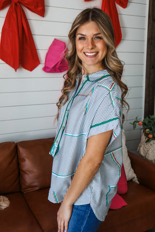 Breezy Bliss Striped Shirt • Navy Mix