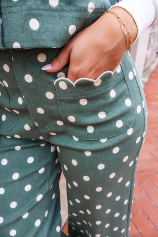 Sunday Spot Scallop Pants • Sage Dot