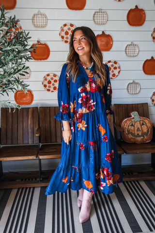 Fall Market Floral Midi • Blue