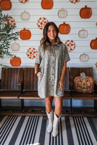 Fiercely Fall Denim Dress • Taupe
