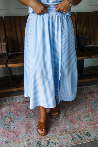 Beautiful Breeze Skirt Set • Blue Pinstripe