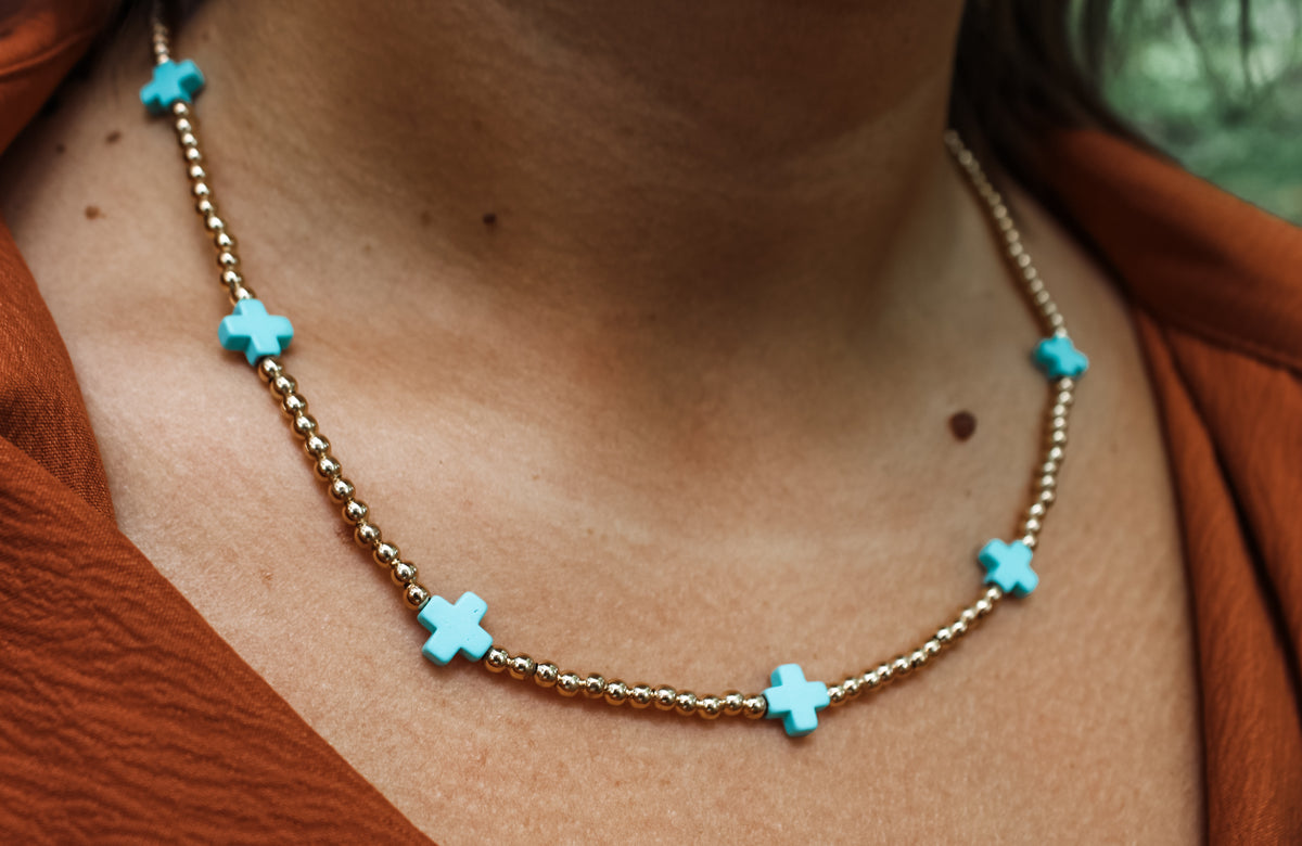 Crossing Paths Necklace • Cyan