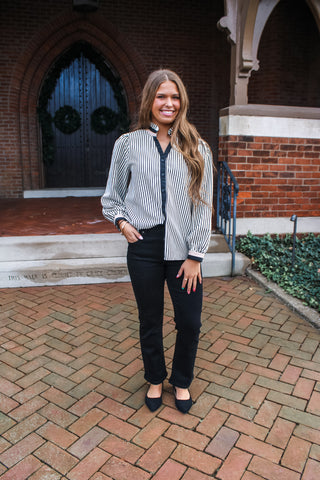 Prim & Proper • Black Pinstripe