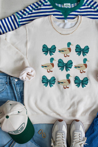 Ducks In A Bow Graphic Sweatshirt • Cream