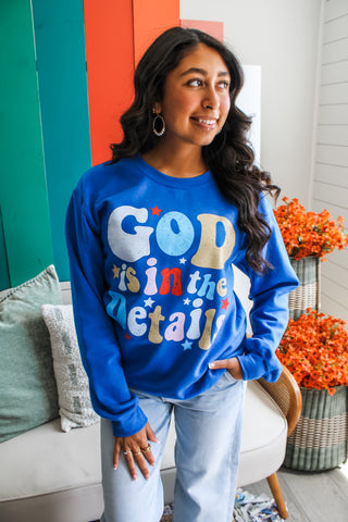 God Is In The Details Graphic Sweatshirt • Blue