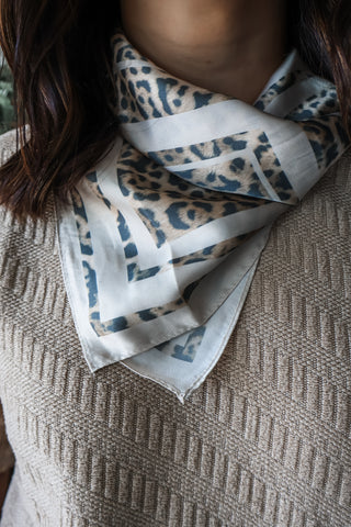 Fiercely Fall Silk Scarf • Beige Leopard