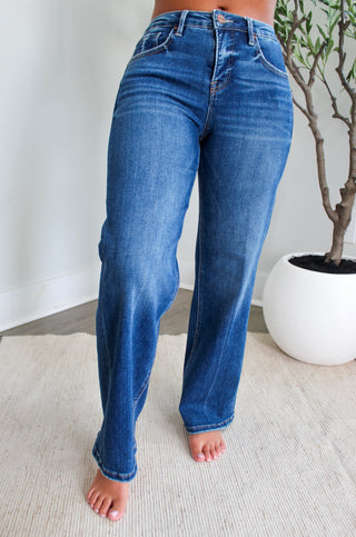 Angie Relaxed Straight Leg | Tummy Control • Dark Wash
