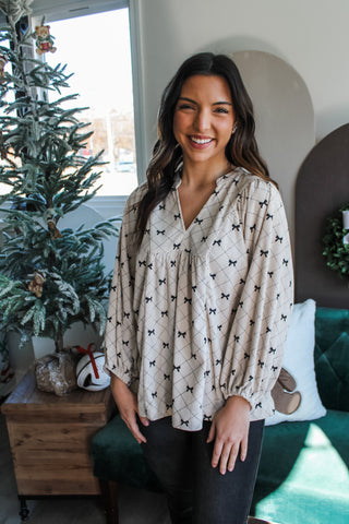 Charm & Cheer Bow Top • Vanilla Latte