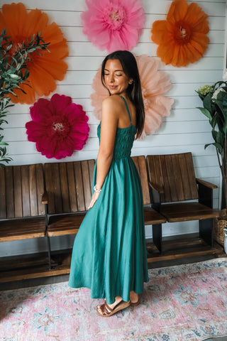 Forever Summer Smocked Midi • Emerald