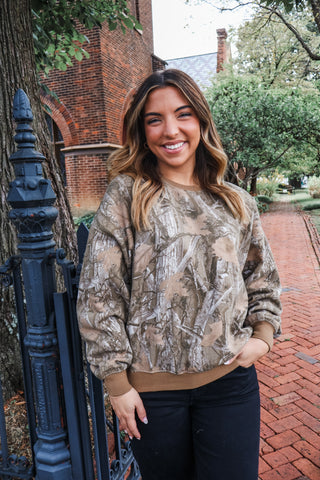 Woodland Cozy Camo Pullover • Brown
