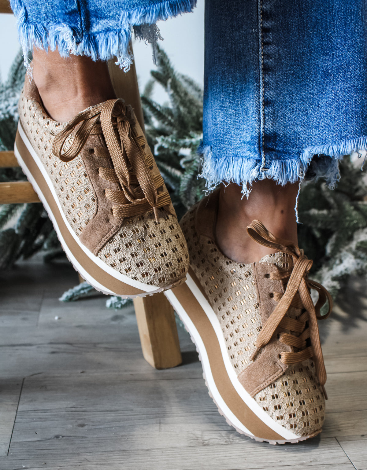 Lace It Up Platform Sneaker • Taupe Combo