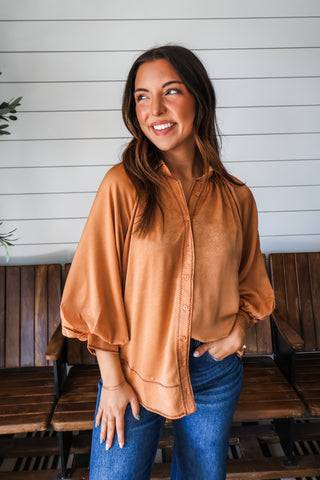 Rodeo Romance Satin Top • Pumpkin