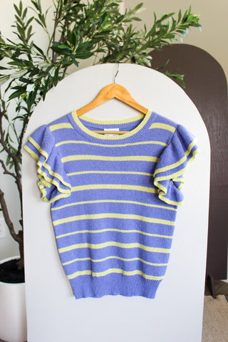 Summer Sale 40 • Lavender Striped Ruffle Sleeve Top - FINAL SALE