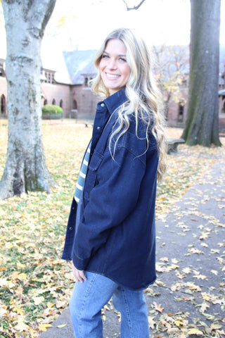 Imogene Oversized Denim Jacket • Dark Indigo