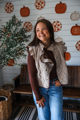 Darling Ruffles Reversible Vest • Mocha