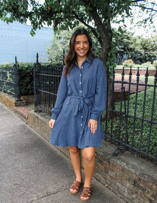 Ella Striped Pocket Dress • Blue