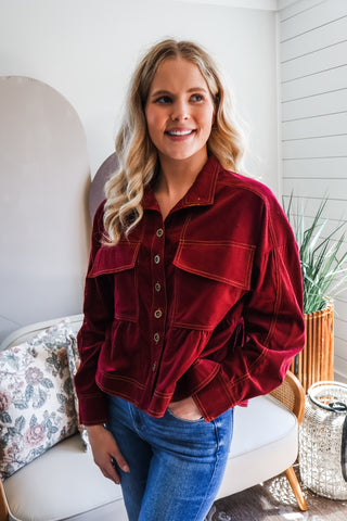 Fall Frenzy 13 • Burgundy Corduroy Button Up - FINAL SALE