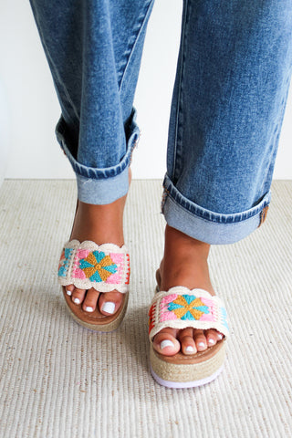 Paloma Platform Crochet Sandal • Beige - FINAL SALE