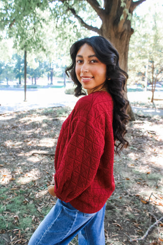 Out In The Country Quilted Top • Burgundy - FINAL SALE