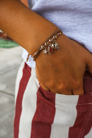 Football Fan Charm Bracelet • Brown