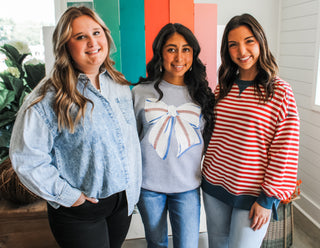 Bows & Baseball Graphic Sweatshirt • Heather Grey